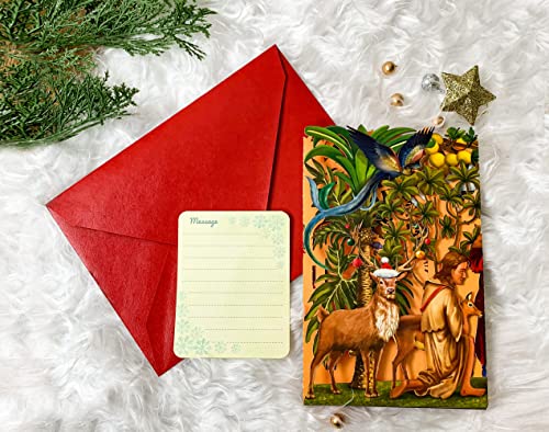 Handmade 3D Pop-Up Nativity Christmas Cards with Envelope