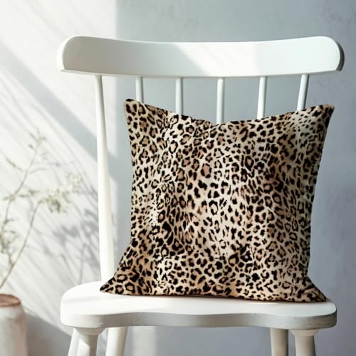 Leopard Print Throw Pillow Covers 18x18 - Set of 2 Cotton Linen