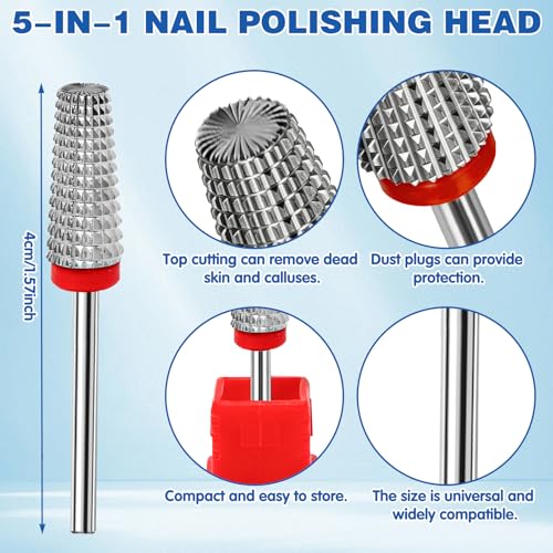 CYUXING 3/32" 5-in-1 Carbide Nail Drill Bit for Gel Polishing and Manicure