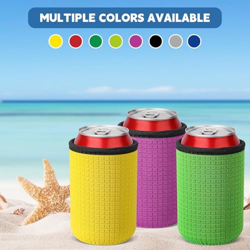 Black Neoprene Can Sleeves - 12oz Beer Bottle Drink Holders (4 Pack)