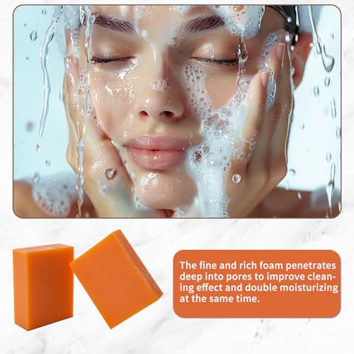 EUQEE Kojic Acid Papain Turmeric Soap Bars 2-Pack with Foaming Net
