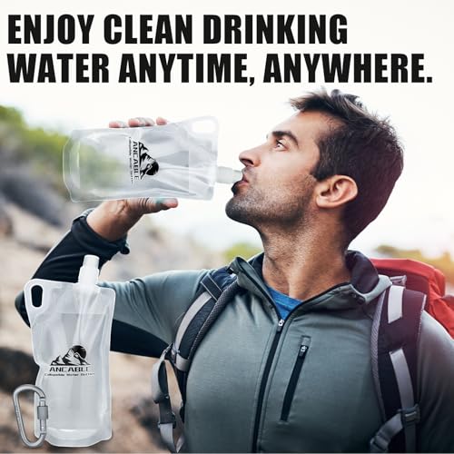 Ancable 1L Collapsible Water Bottles - 3-Pack Reusable Travel Gear