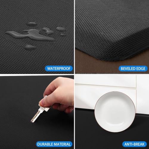 HappyTrends Anti-Fatigue Kitchen Mat - Black 28" x 17.3" x 0.5"