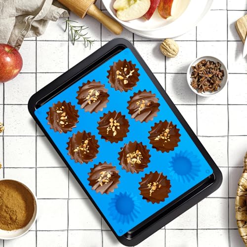 CLUEWR Silicone Peanut Butter Cup Molds - 3 Pack, 12 Cavity Non-Stick
