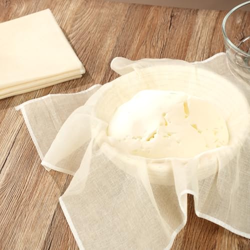 Siligruppo 4-Pack Hemmed Cheesecloths 20x20in Reusable Unbleached Cotton for Cheese Making & Nut Milk
