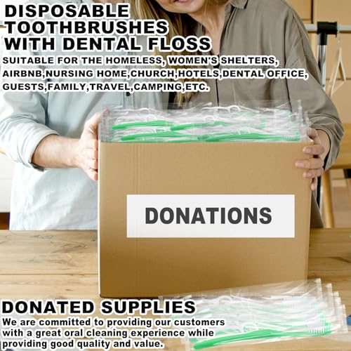 HAIFOTRVA Disposable Toothbrushes with Floss 10-Pack Travel Kit