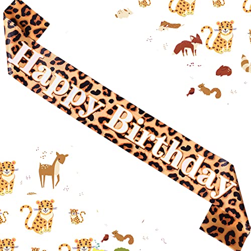 Leopard Birthday Sash for Women - Adjustable Bachelorette Accessory