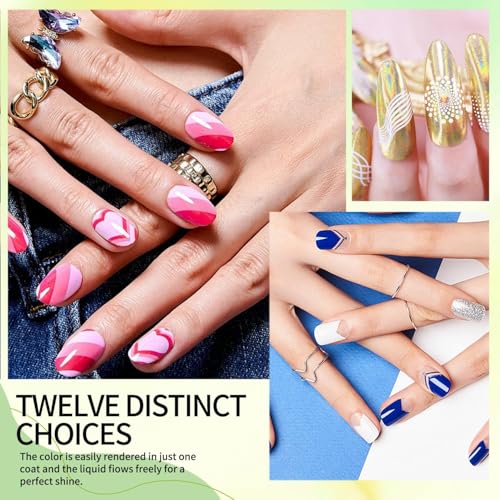 SULLMAR Liner Nail Gel Polish White Silver Gold Painting Adhesive