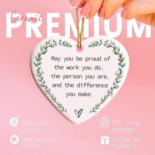 Heart-Shaped Ceramic Thank You Ornament - Appreciation Gift for Women