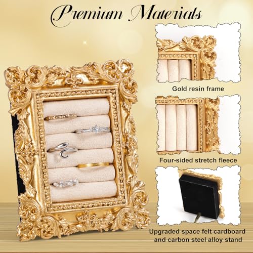 Creamy White Vintage Ring Display Stand with Baroque Design Jewelry Organizer