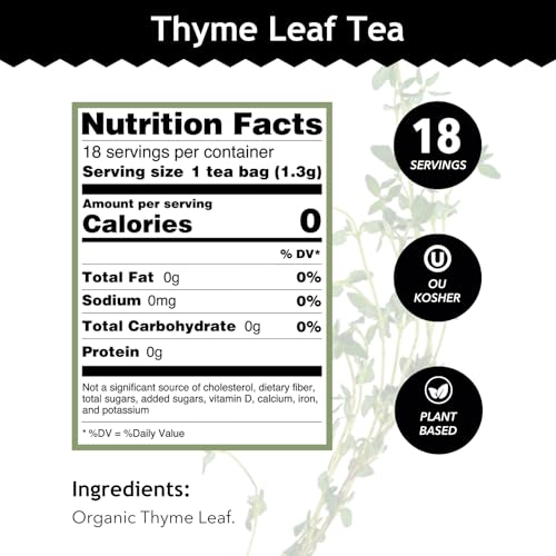 Buddha Teas Organic Thyme Leaf Herbal Tea - Caffeine Free, 18 Tea Bags
