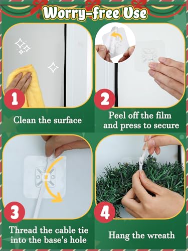Acostop 24 Pcs Christmas Garland Hangers - No Drill Hooks for Wreaths