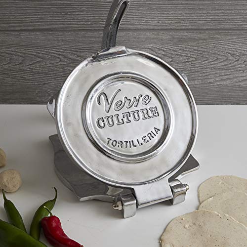Verve CULTURE Large Tortilla Press, Aluminum Street Taco Press and Quesadilla Maker, Aplastador de Tortillas, Tortilla Maker, 9”