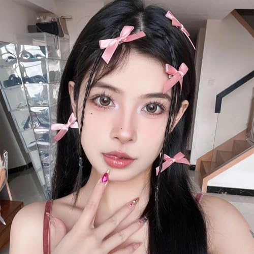 20Pcs Red Mini Bow Hair Clips Ribbon Barrettes for Women and Girls