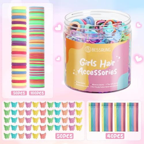 Bessrung 740 Pcs Girls Hair Accessories Set with Storage Jar
