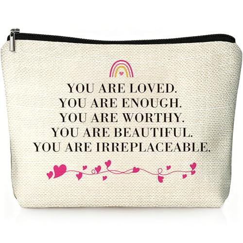 NIUBEHOHO Inspirational Canvas Makeup Bag Motivational Quote Toiletry Pouch