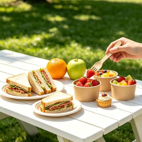 100 Biodegradable Wooden Forks - 6 Inch Disposable Utensils for Parties
