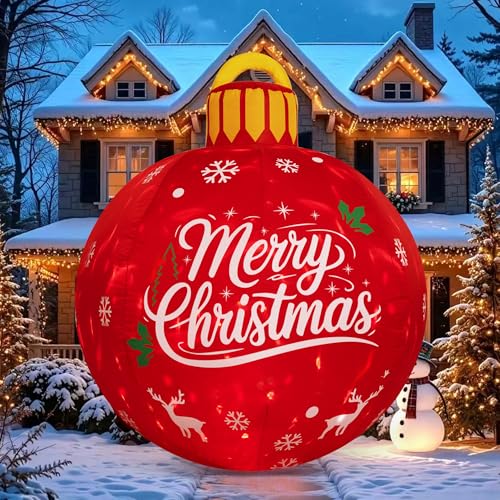 4ft Outdoor Christmas Inflatable Decorations with Rotating LED Lights - New-Red