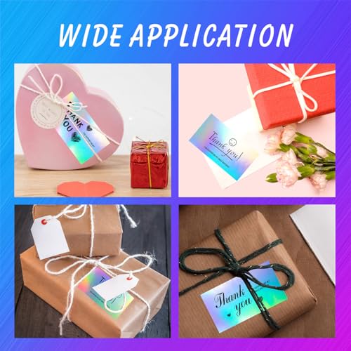 Holographic Thank You Cards Set - 240 Pcs, 6 Unique Designs