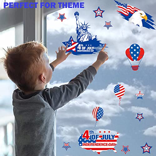 Patriotic Window Clings - 101PCS Reusable Independence Day Decor