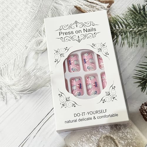 GRITOSE Easter Press on Nails Medium Square Glossy Fake Nails 24pcs