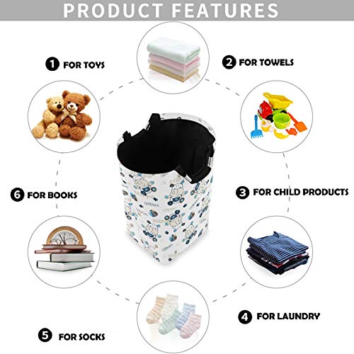 Visesunny Multi26 Hippo Bear Laundry Hamper - Waterproof Oxford Fabric, Large Capacity