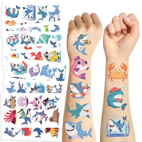 Shark Temporary Tattoos for Kids - 20 Sheets Ocean Sea Animal Party Favors