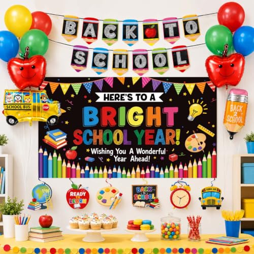 Complete Back to School Decorations Set with Banner & Balloons