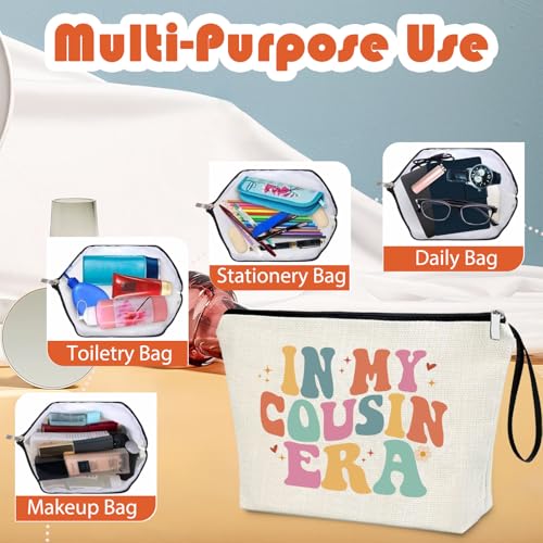 In My Cousin Era Makeup Bag - Linen Cosmetic Pouch Gift for Women