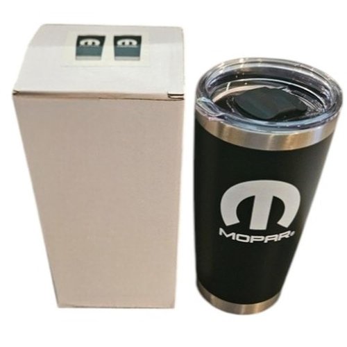 Mopar 20 oz Travel Mug – Double Wall Stainless Steel, Copper Vacuum Insulation, Magnetic Slider Lid, Black – Gift Box Included