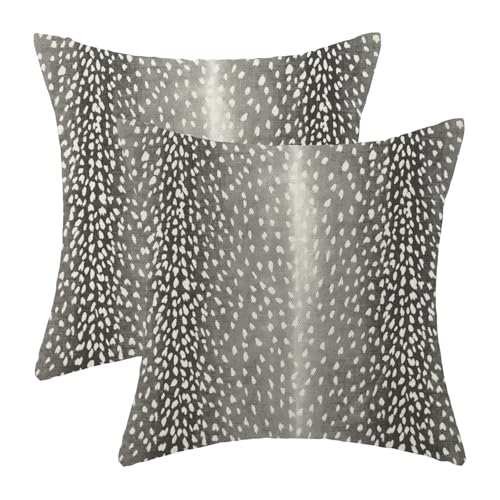 Antelope Print Pillow Covers 18x18 (Pack of 2) - Black Gray Boho Decor