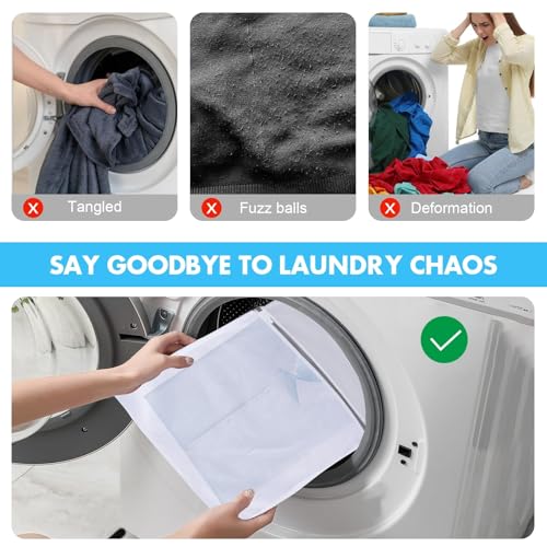 Durable Mesh Laundry Bags with Zipper - 4 Multi-Size Organizers