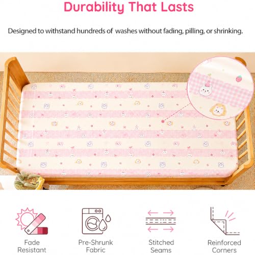 Fitted Baby Crib Sheets 2-Pack, Ultra-Soft Microfiber for Cribs & Toddlers