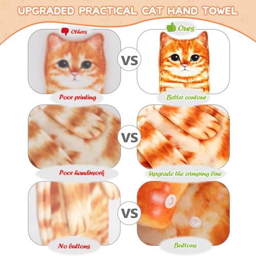 Orange Cat Hand Towel, Decorative Hanging Kitchen and Bathroom Towel