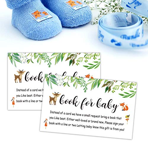Woodland Floral Baby Shower Book Request Cards - 50 Pack