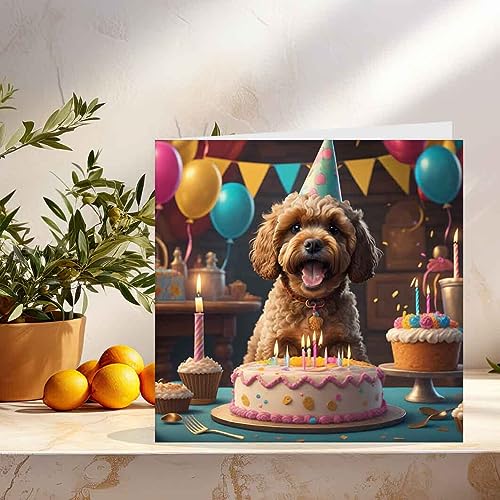 Cute Cockapoo Birthday Card - 147 x 147mm by Purple Fox