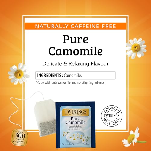 Twinings Pure Camomile Herbal Tea, 25 Count (Pack of 6), Caffeine-Free