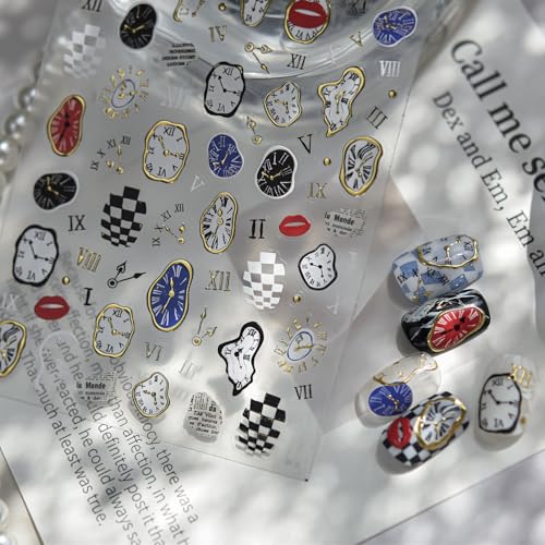 5D Embossed Gold Clock Nail Stickers Self-Adhesive Luxury Nail Decals