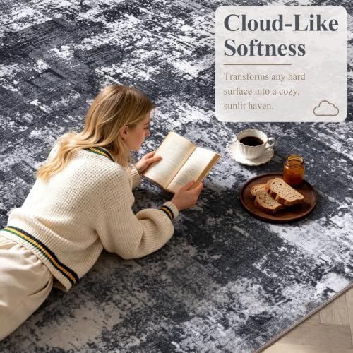 Sasttie 2' x 3' Black & White Abstract Entryway Rug - Soft, Non-Slip