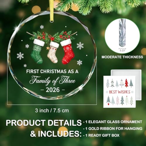 Baby First Christmas Ornament 2026 Family of Three Keepsake - Girl Boy Gift - Variation 01 Baby First Ornament