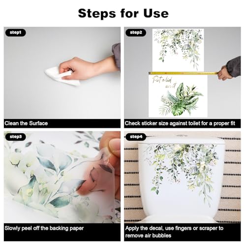 Green Leaves Toilet Tank & Seat Stickers - 2pcs Set
