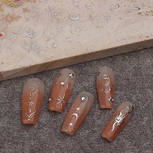 TailaiMei Valentine's Day Star Moon Gold Heart Nail Stickers 3 Sheets