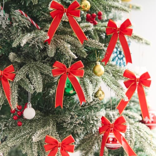 Small Red Satin Christmas Bows - 20 Pack, 3x4.5 Inches Holiday Decorations