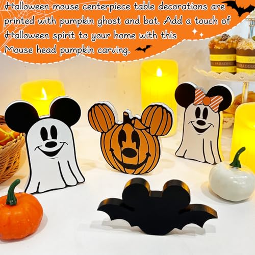 Cute Halloween Mouse Table Decorations - 4pcs Wooden Set