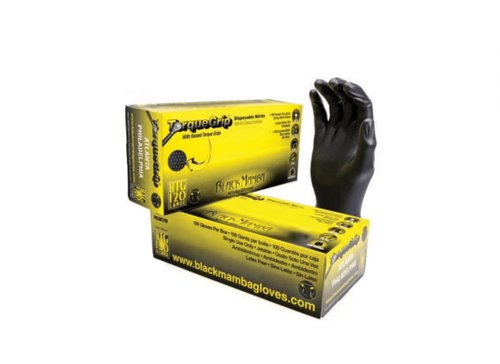 BLACK MAMBA Powder Free Industrial Strength Nitrile Gloves With Raised Torque Grip 100 Glove Box (Large)