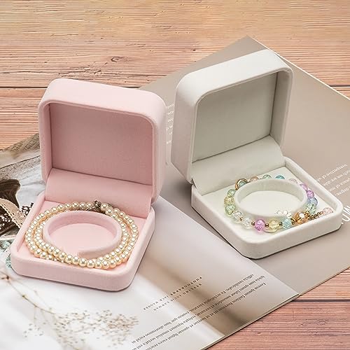 Pink Velvet Bracelet Jewelry Box - Bangle Storage Organizer