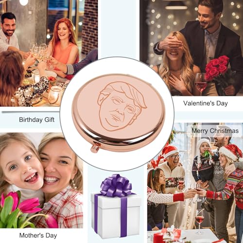 Small Travel Pocket Mirror, 2.6" Round Double-Sided 1X/3X Magnifying