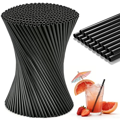 Black Disposable Cocktail Straws 5.1 Inch - 170 Pack for Bars & Parties
