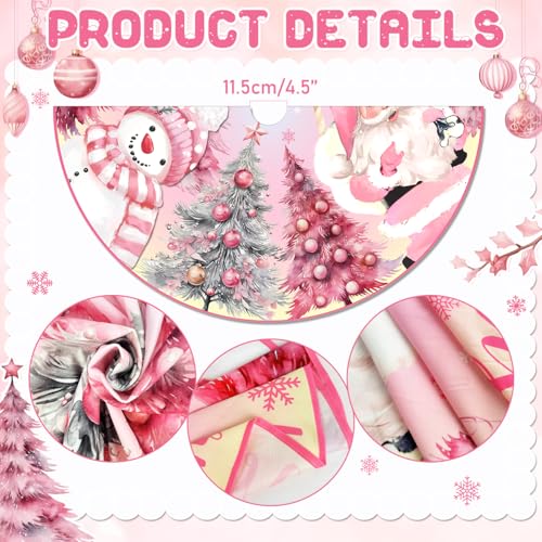 Pink Christmas Tree Skirt 48 Inch Faux Polyester Holiday Decor