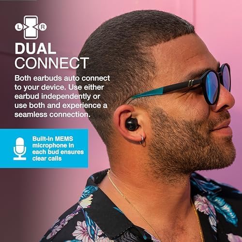 JLab Go Air Pop+ True Wireless Earbuds - 35H Playtime, Bluetooth with Microphone, USB-C Charging, Black